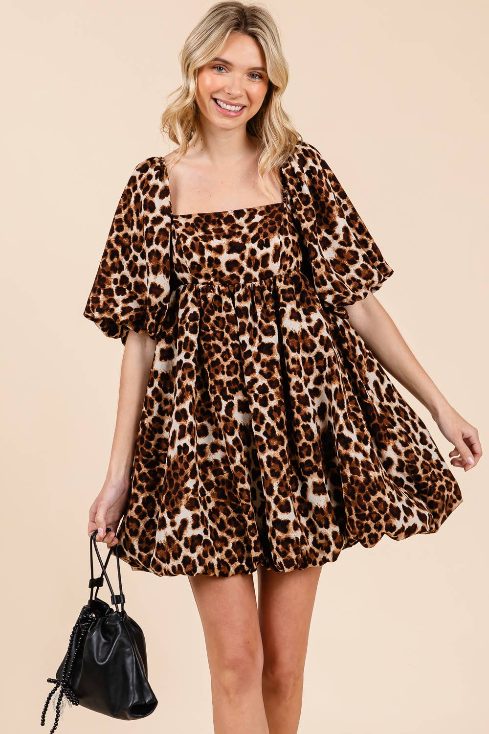 Leopard Babydoll Mini Dress