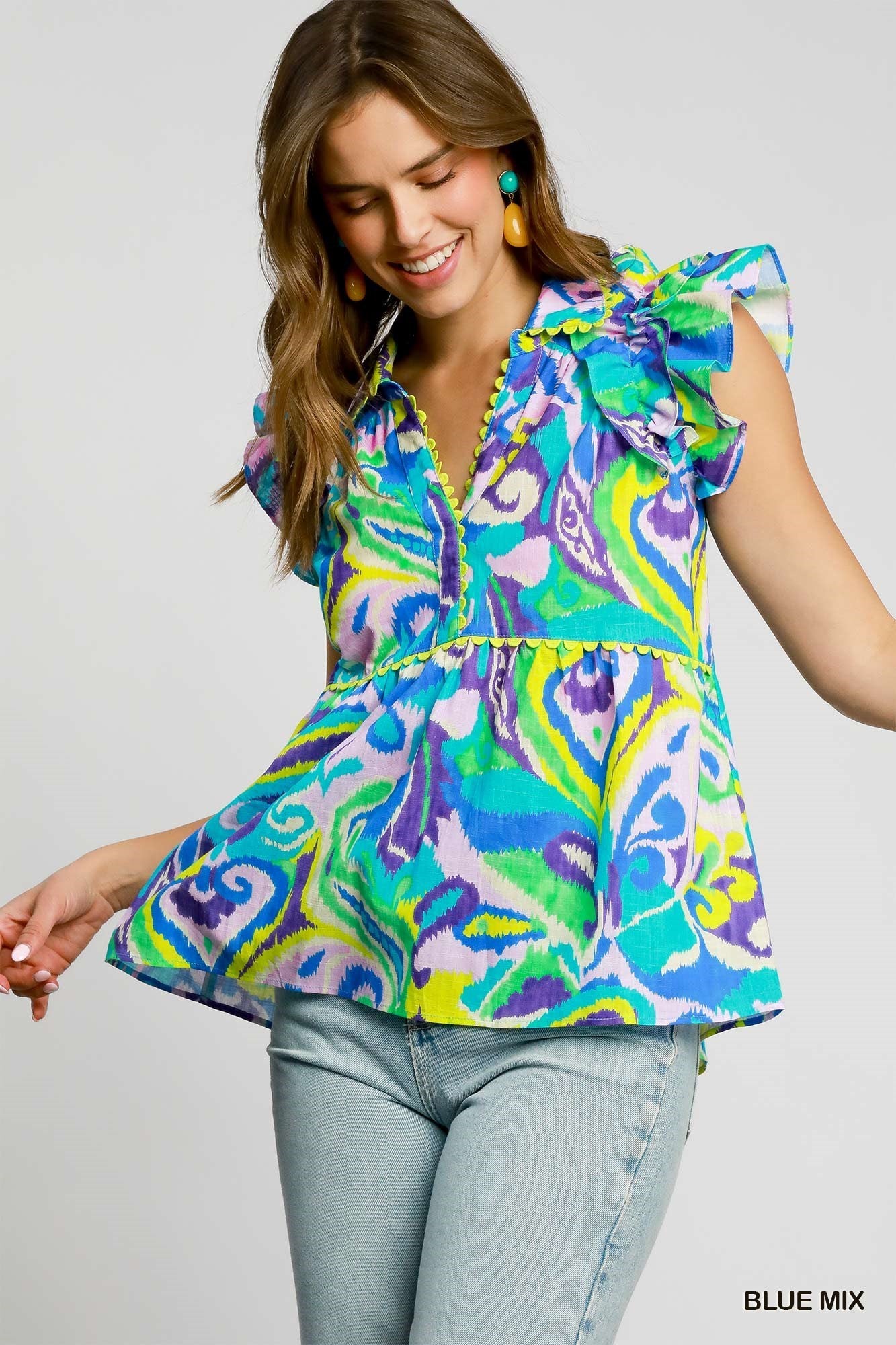 Blue V-Neck Top