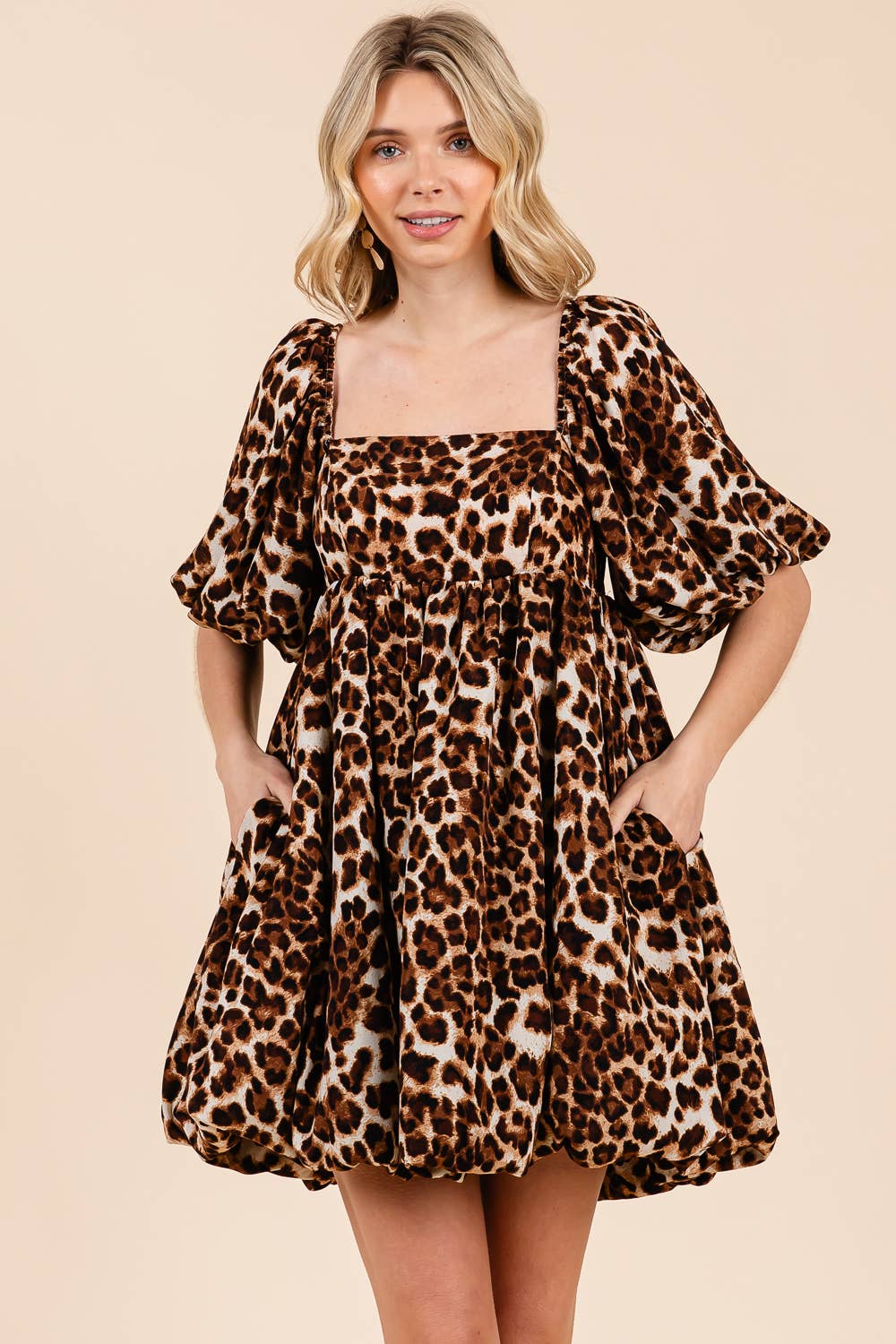 Leopard Babydoll Mini Dress