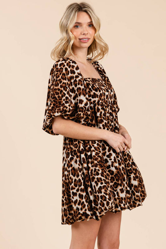 Leopard Babydoll Mini Dress