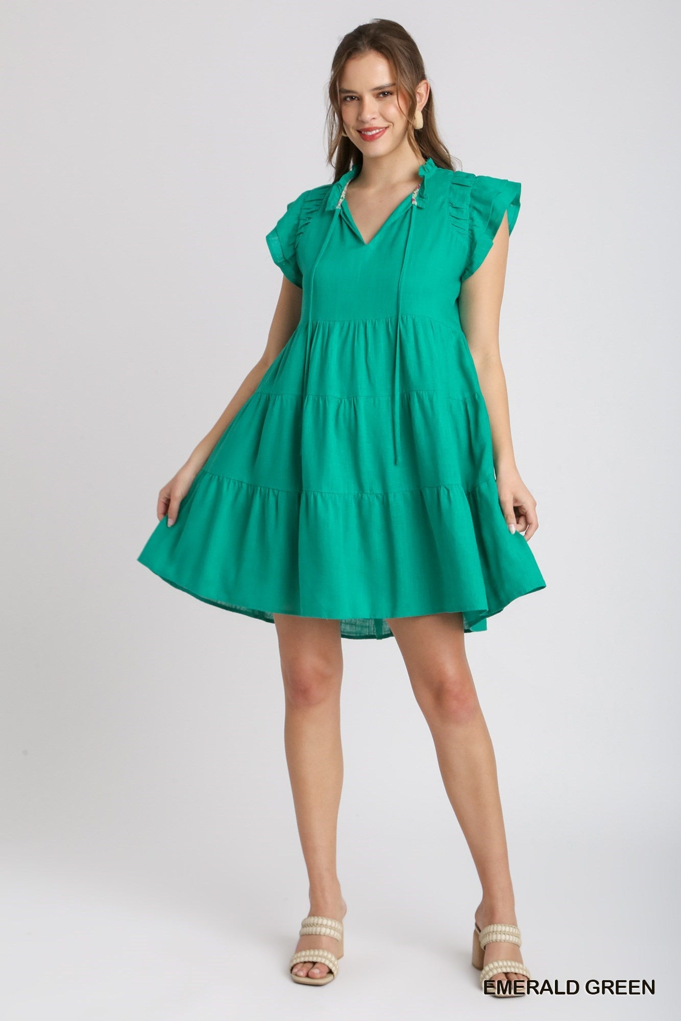 Emerald Green Linen Dress