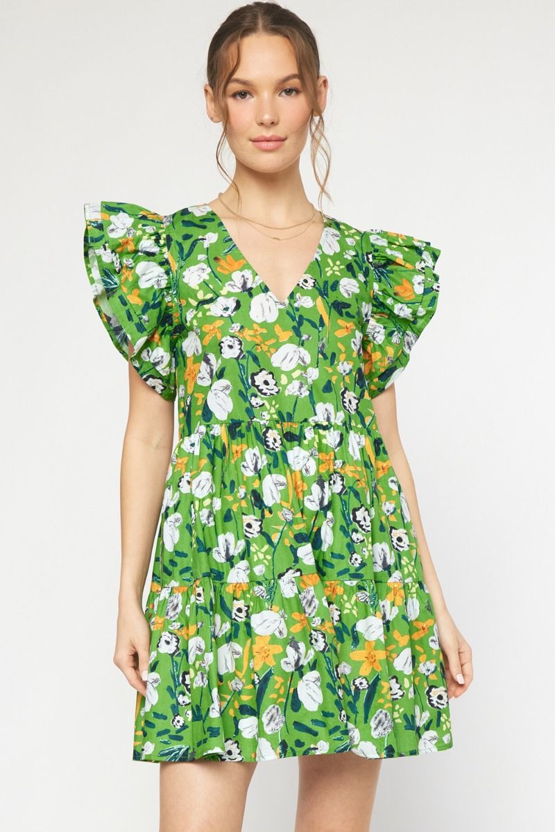 Green Flutter Dress