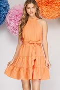 Halter Neck Crinkle Dress