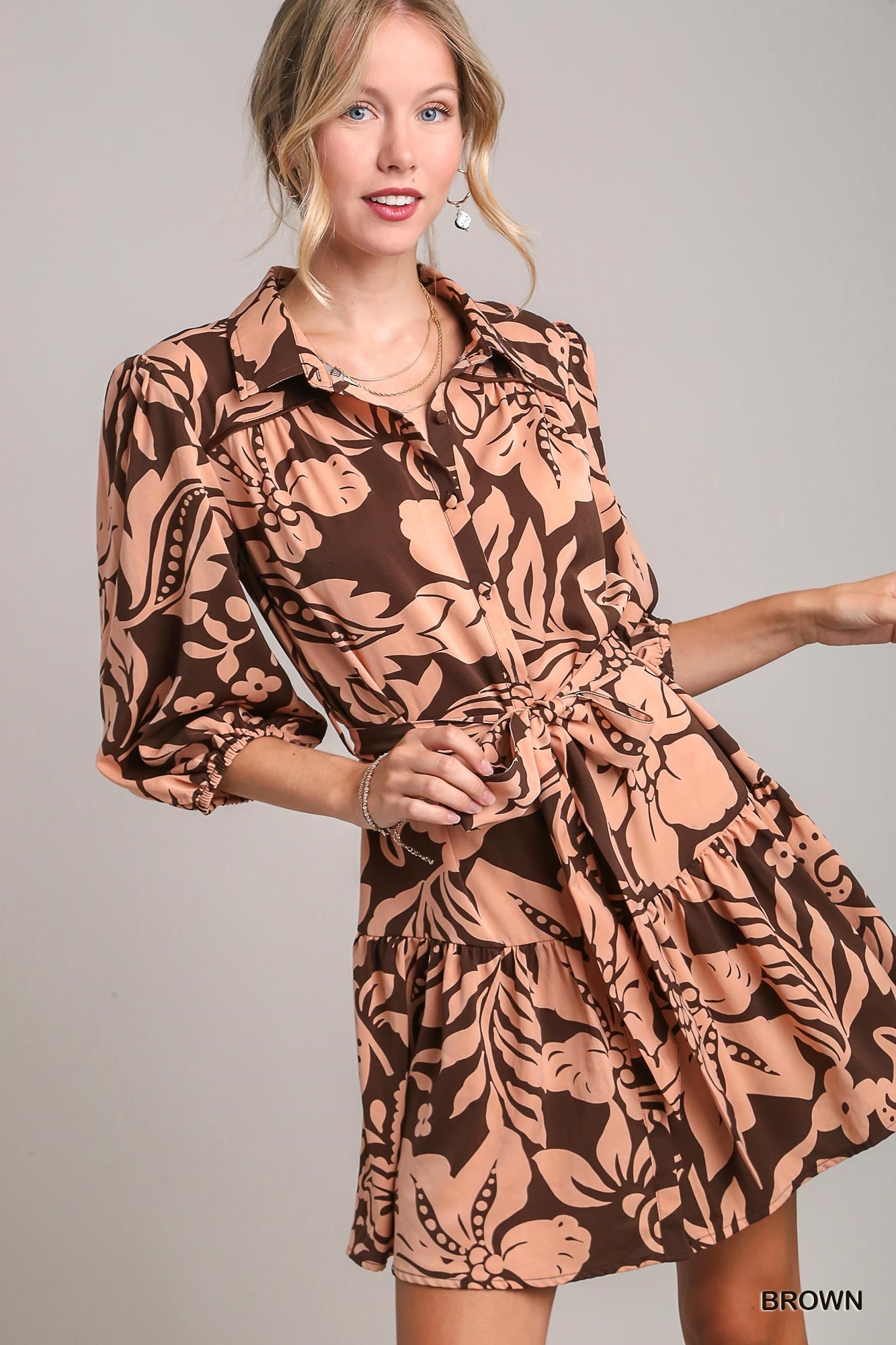 Brown Paisley Leaf Dress