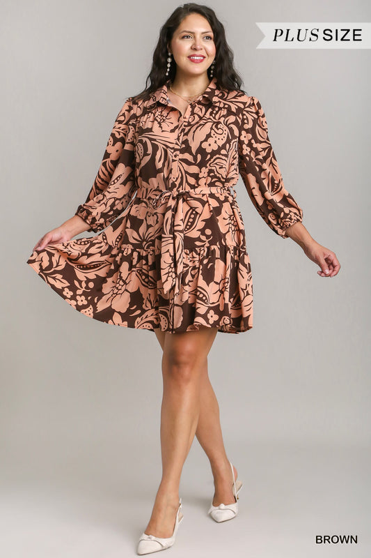 Brown Paisley Leaf Dress