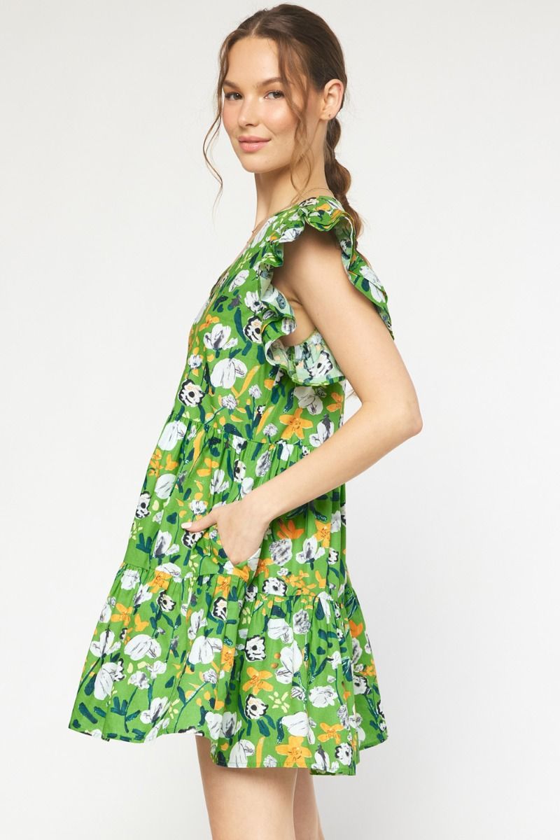Green Flutter Dress