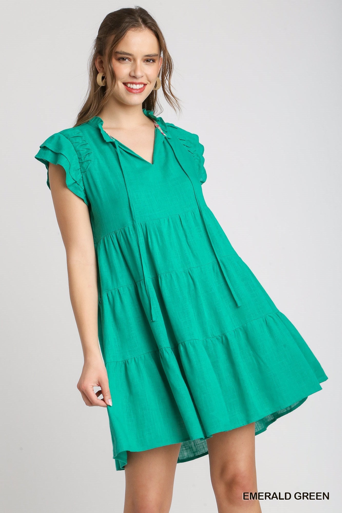 Emerald Green Linen Dress