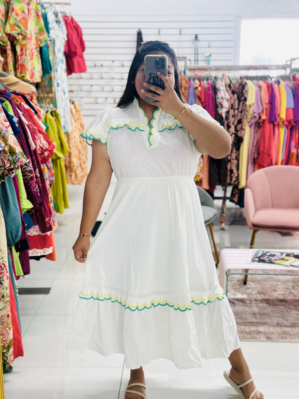 Scalloped Trim Dress