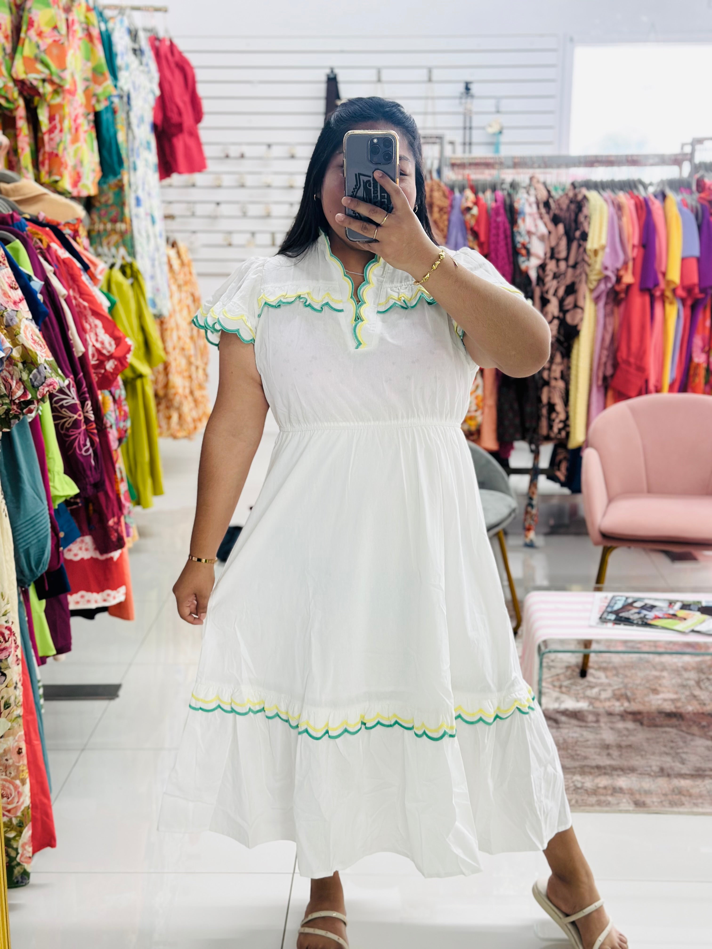 Scalloped Trim Dress