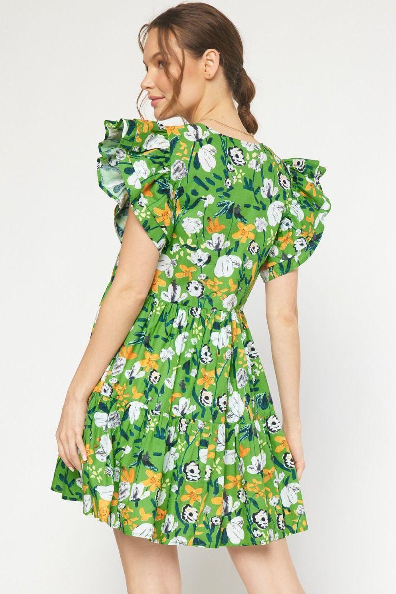 Green Flutter Dress