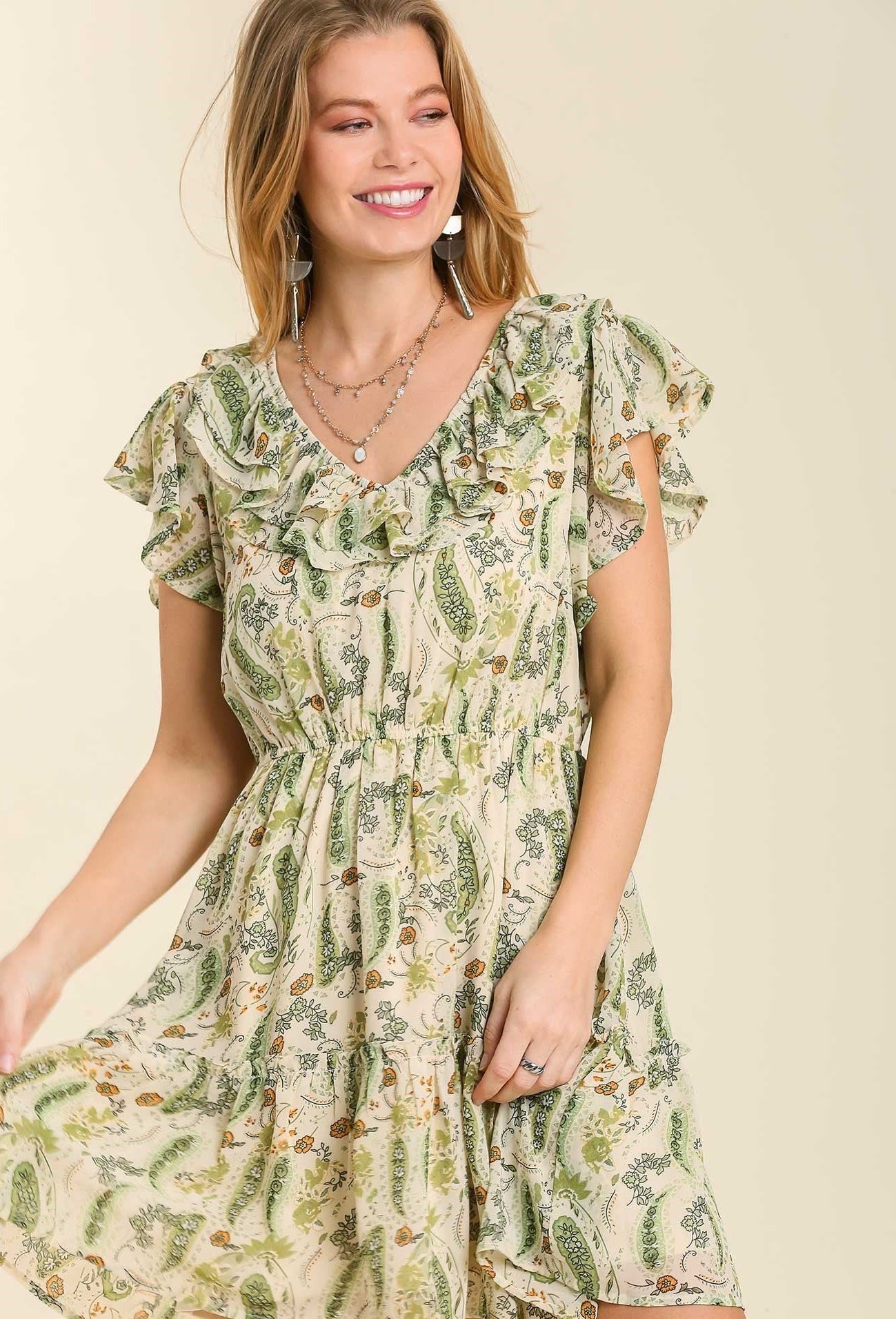 Sage Paisley Dress