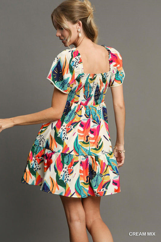 June Leaf Print Dress