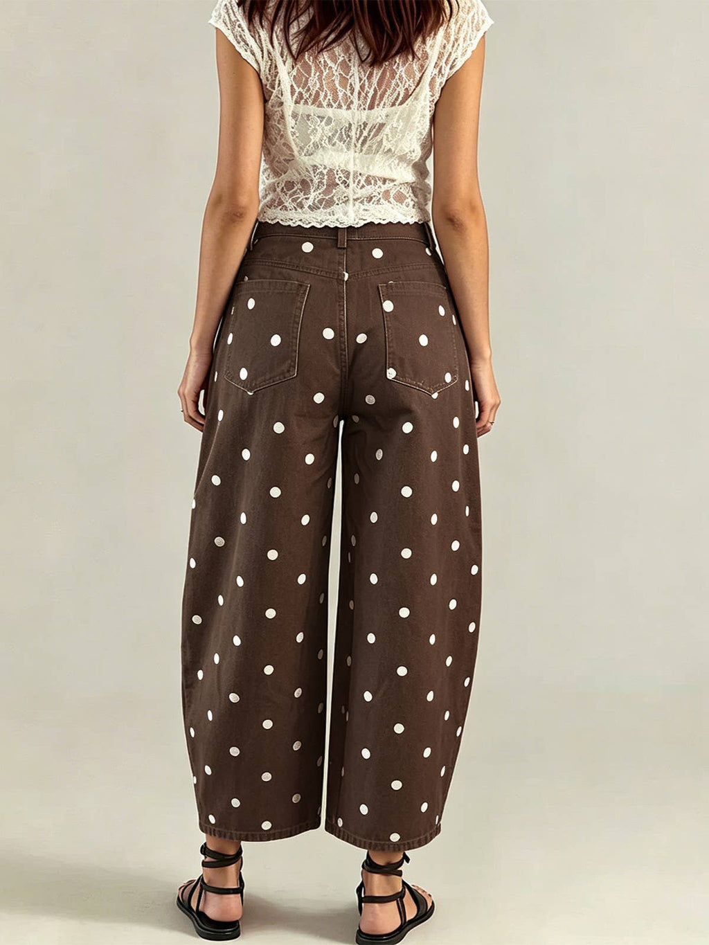 Polka Dot Curved Cropped Jean