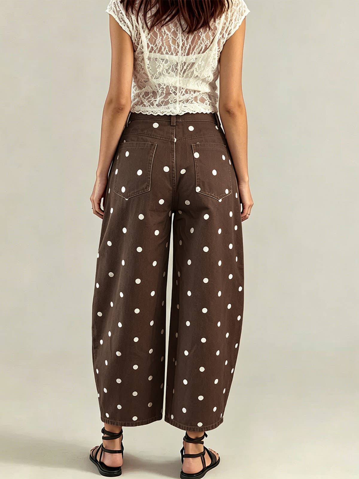 Polka Dot Curved Cropped Jean