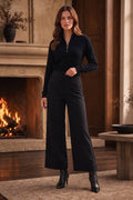 High Rise Twill Wide-Leg Pants