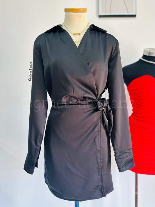 Satin Side Wrap Dress